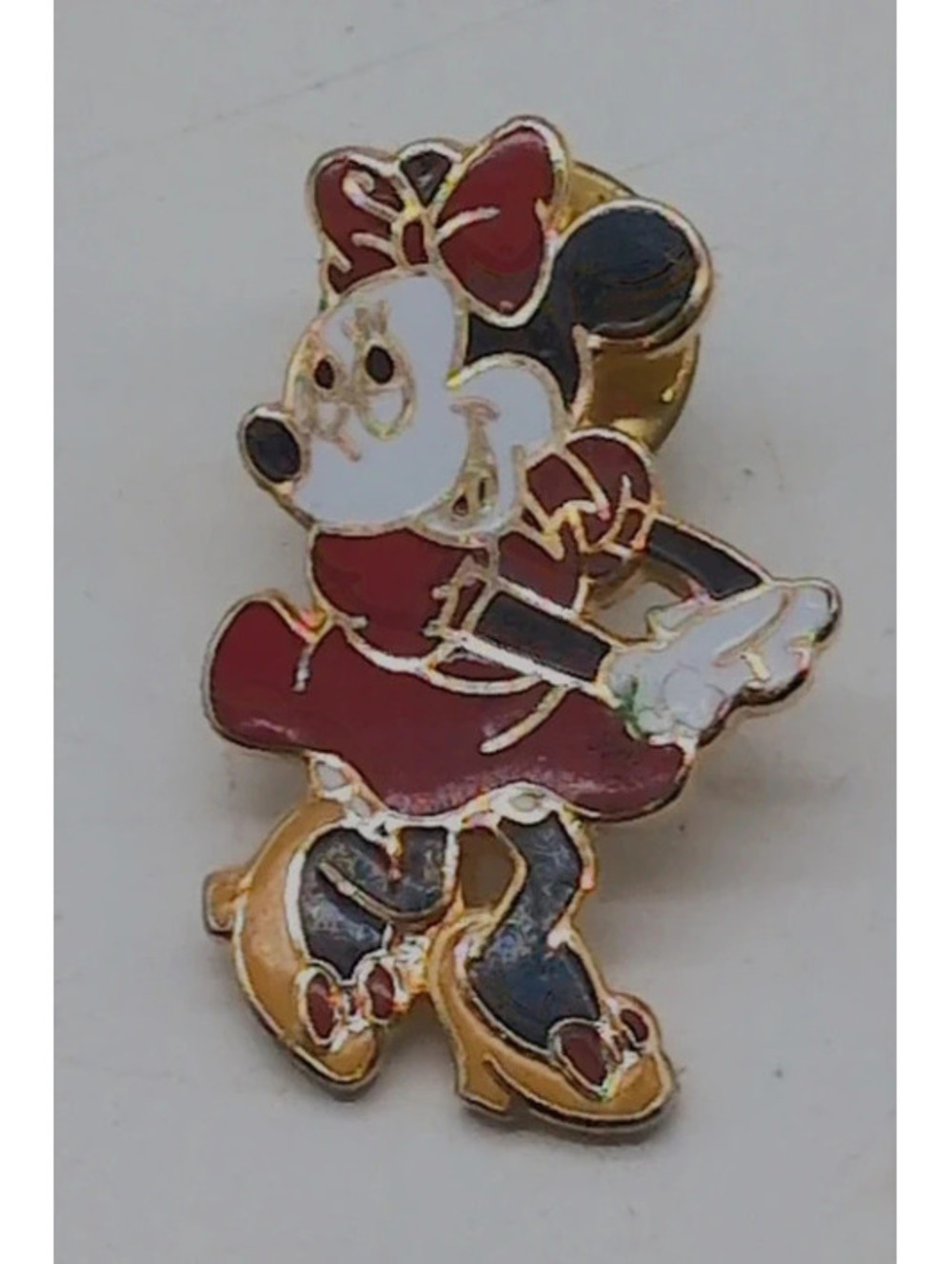 Vintage Disney Minnie Mouse Gold Tone Enamel Lapel Pin